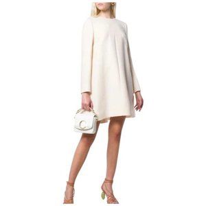 VALENTINO Cream White Long Sleeved A Line Short Dress EU:36